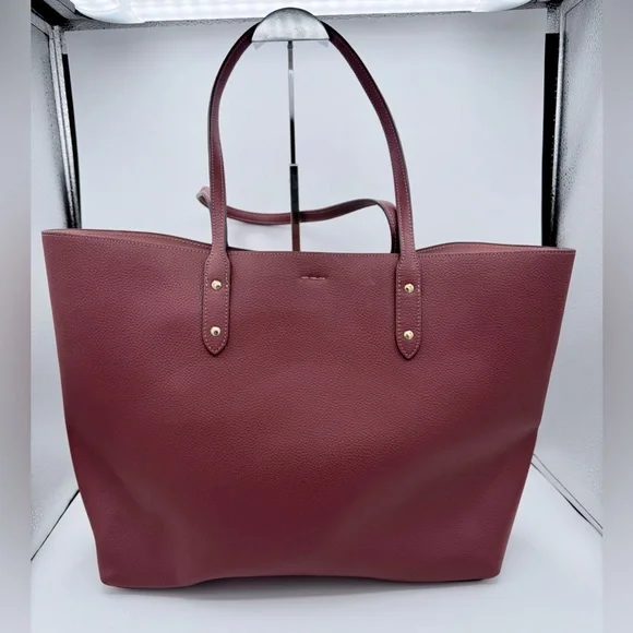 Coach Town Tote Polished Pebble Leather Wine Pink Interior Gold Hardware 72673 - Picture 4 of 12